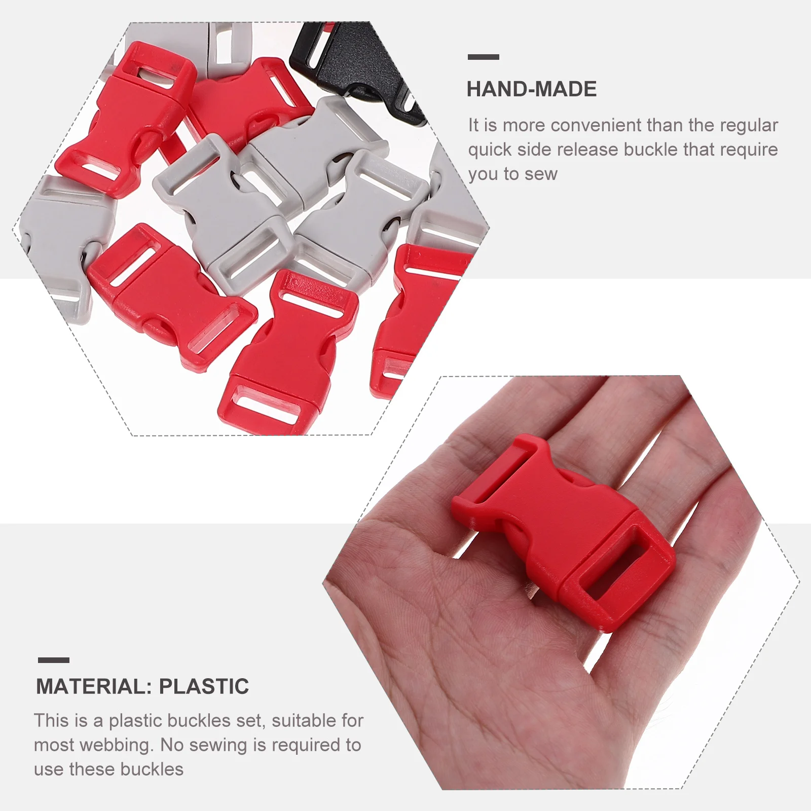 

30pcs 15Mm Plastic Buckle Set Colorful Durable Side Release Clip For Backpack Luggage Strap Webbing Bracelet Pet Gear Craft Diy