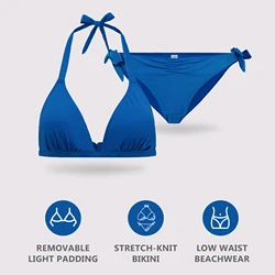 VANEVER Triangle Bikini Sets, Halter Neck Padded Tie String Wave Point Swimsuits,  Sexy Push Up Women Beachwear