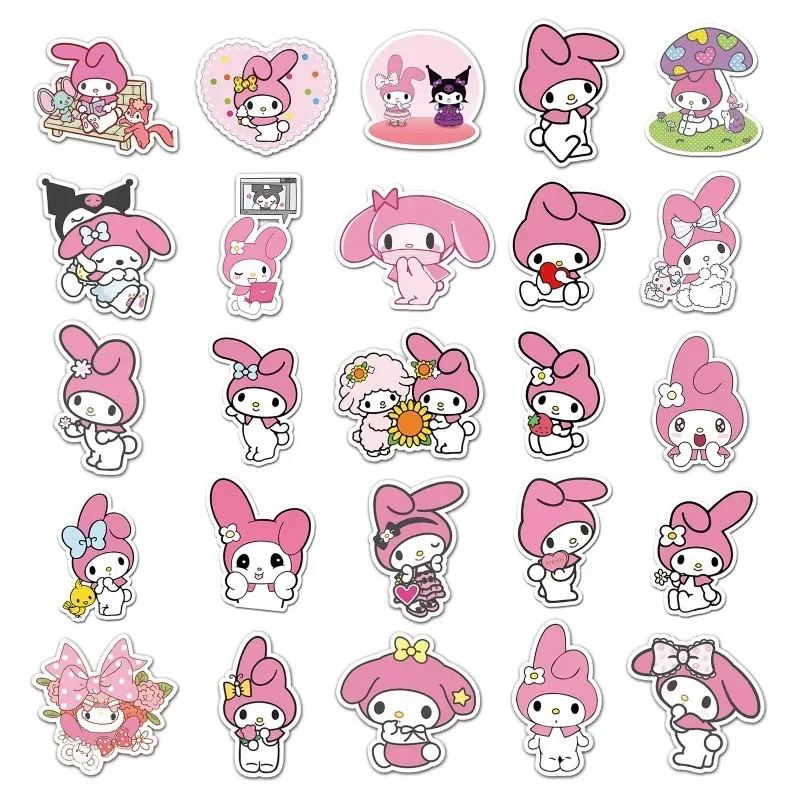 50Pcs Funny Sanrio My Melody Stickers Cartoon Cute Guka Luggage Notebook Car Refrigerator Stickers for Phone Graffiti Decals