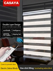 CASAYA Electric Zebra Blinds for living room office day and night Motorized zebra Blinds with silver dust cover Custom Size