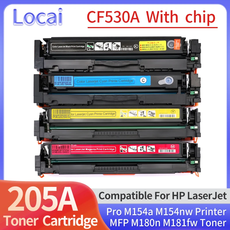 

4 Pack Compatible Toner Cartridge for hp 205a CF530A CF531A CF532A CF533A for HP LaserJet M154 M180 M181 M180n M181fw Printer