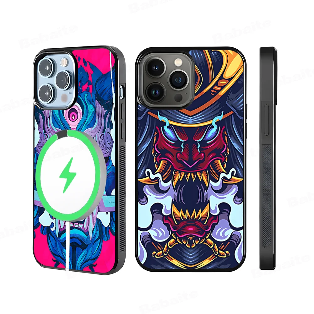 

Samurai Oni Mask Phone Case Magnetic Case For IPhone 16 14 13 12 11 15 Pro Max Plus For Magsafe Wireless Charge Cover