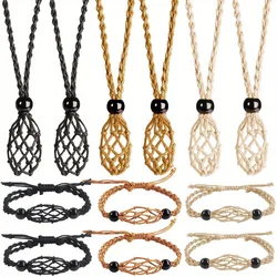 12pc rope DIY Necklace Cord Empty Meditation Stone Holder Net Rope (not included stone) Ornament Cord Jewelry Making Accessories