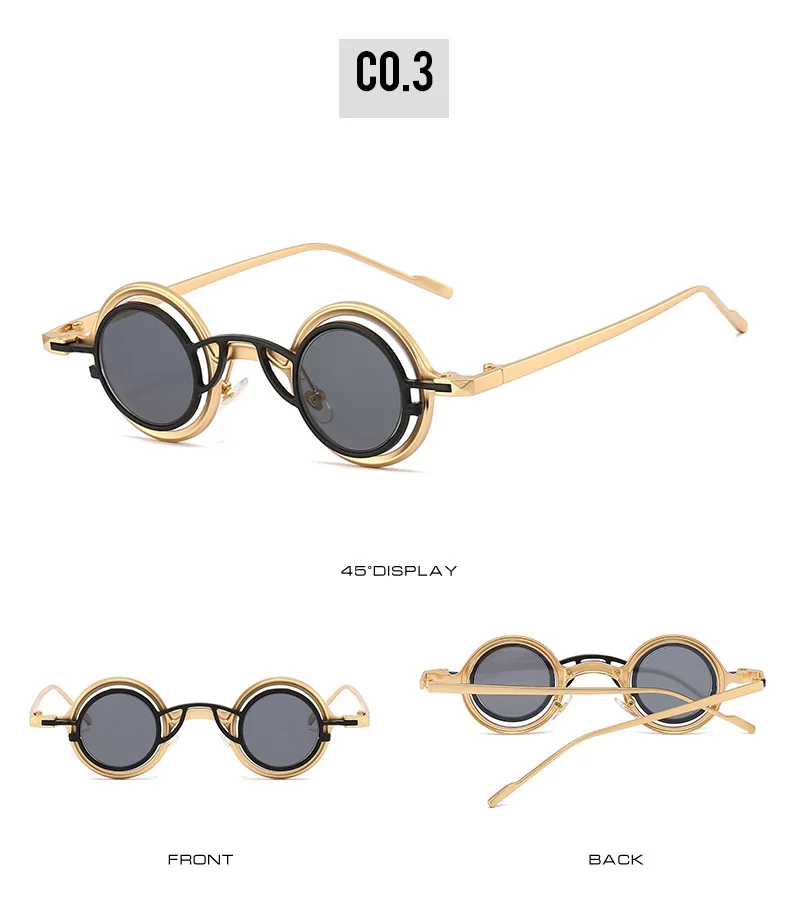 Neue Runde Sonnenbrille Unisex Frauen Männer Steampunk Brille Persönlichkeit Hip-hop Mode Sonnenschutz UV400 Kleine Brillen – Detail 9
