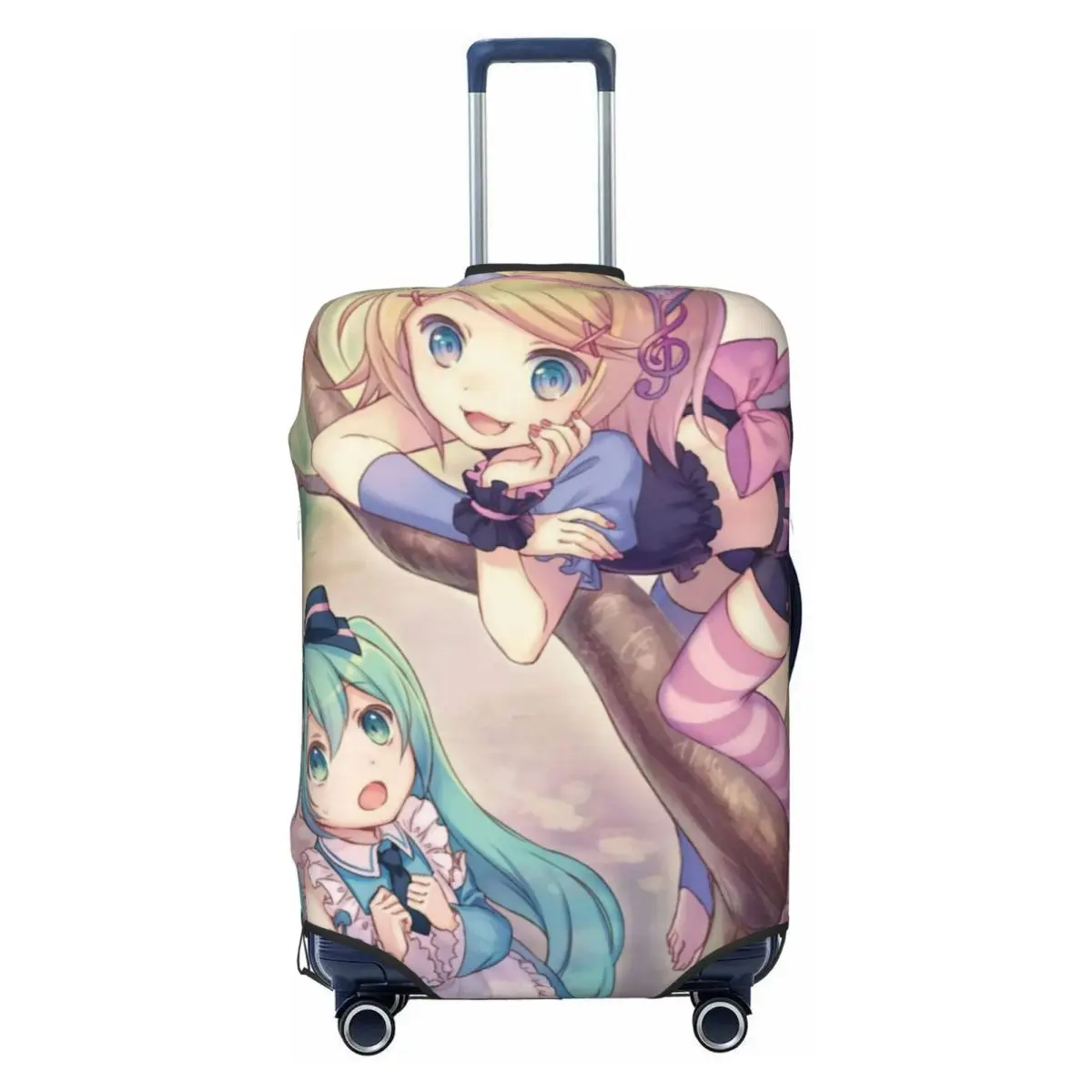 カスタムキュートな初音ミク-vocaloid-ロックアニメ荷物カバープロテクター-洗える旅行スーツケースカバー