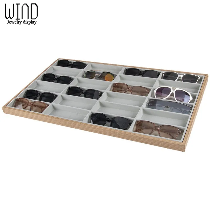 Glasses Storage Rack Sunglasses Dispaly Tray 24 Grid Velvet Glasses Display Case Eyeglasses Storage Organizer Box Shop Window