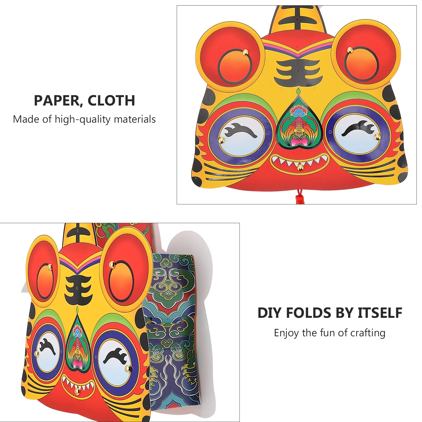 

1Pcs Luminous Tiger Pattern Paper Lantern Handheld Portable Lantern for New Year Festival Party Layout Decor