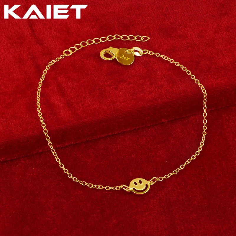 KAIET 925 Sterling Silver Happy Expression Bracelet Plated With 18K Gold Wedding Party For Women Charm Fine Jewelry