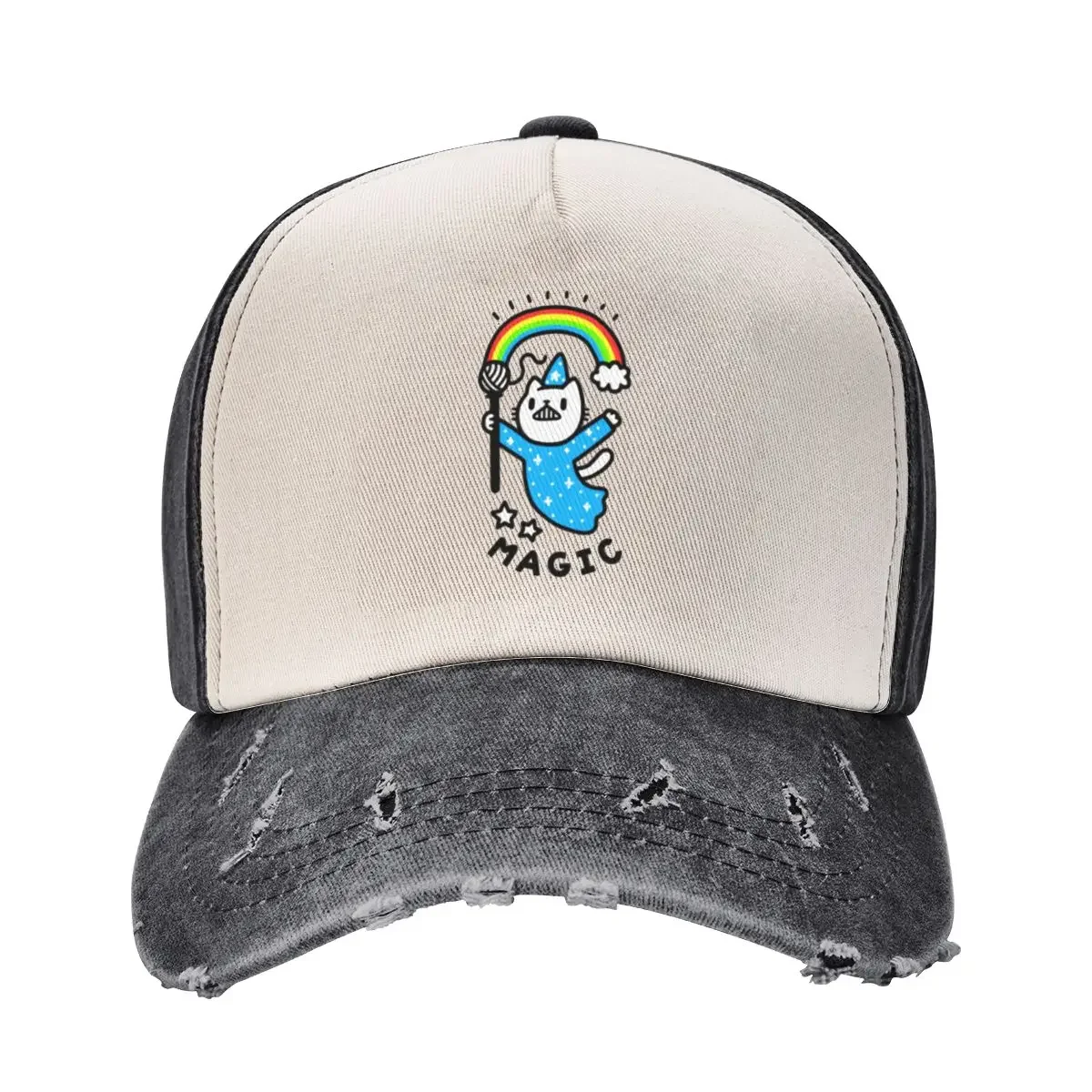

Magical Wizard Cat Baseball Cap Sun Hat For Children Rave men's big size hat Wild Ball Hat Caps Male Women's