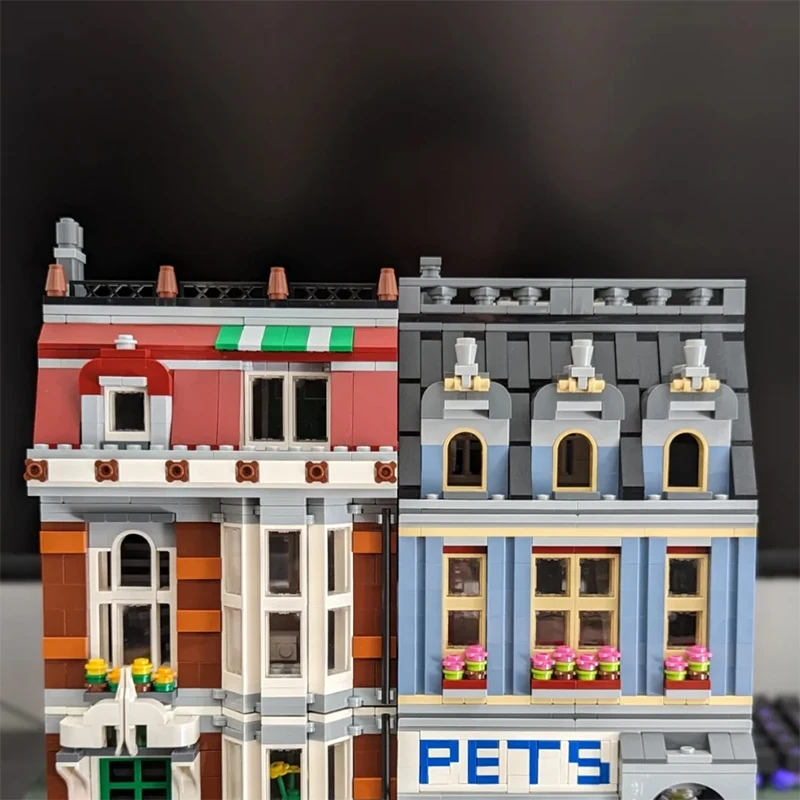 Bloques de construcción para tienda de mascotas, 2032 Uds., tienda de mascotas, vista a la calle de la ciudad, modelo de arquitectura, montar ladrillos, juguete para regalo para chico, niña y adulto