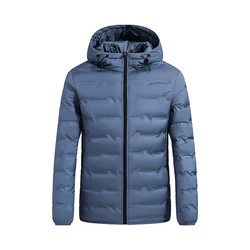 Autumn and winter hooded warm standing collar down jacket, large size solid color men's and women's down jacket