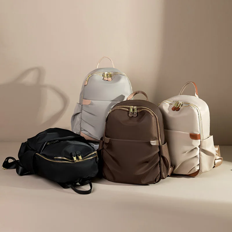 Female Back Bag Anti-theft Backpack Woman Casual Trend Aesthetic Bags Cofffee Color Dirt Resistant Canvas Bookbag Wear Resistant