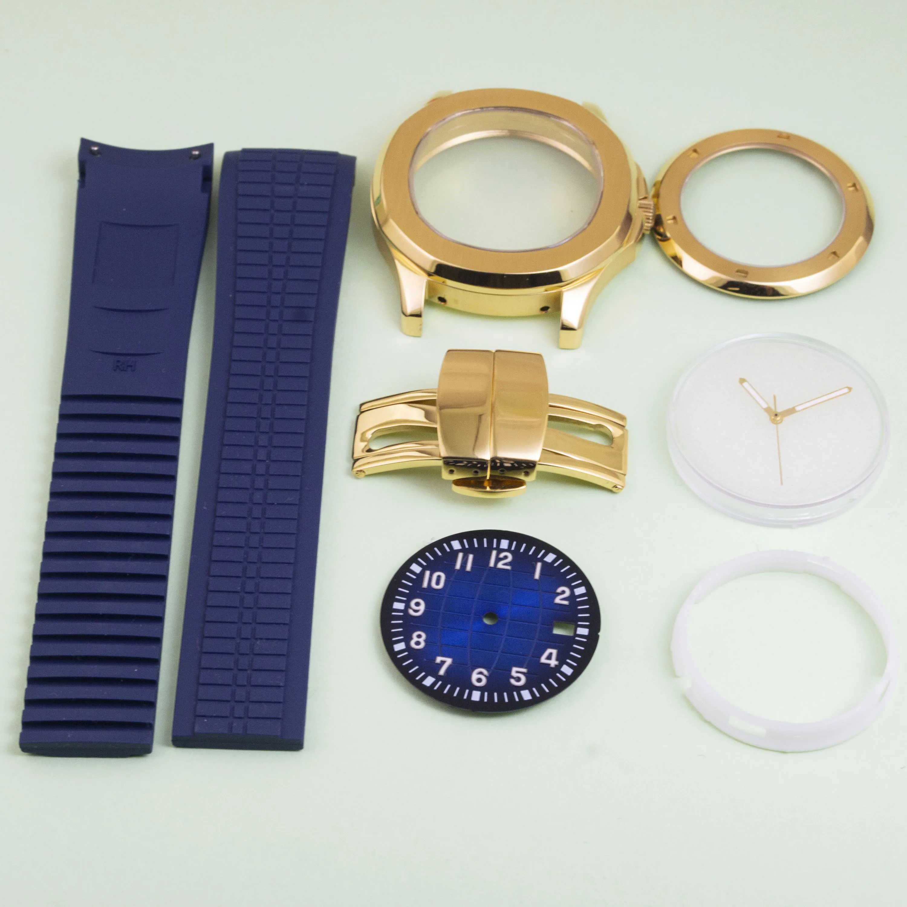 

42mm NH35 Case for AQUANAUT Nautilus Case Dial Hands Stainless Steel 10ATM Waterproof Watchcase Rubber Strap fit NH35 Movement