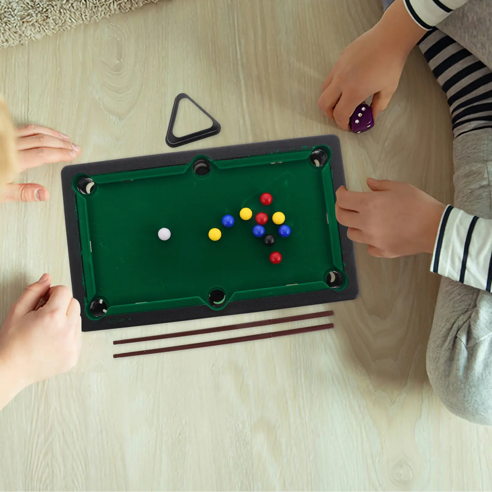 1Set Mini Pool Table Portable Desktop Billiards Table for Compact Design Hand Eye Coordination Development Indoor