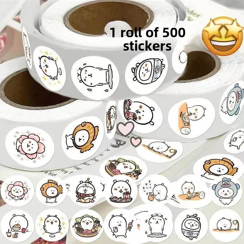 High-looking Cartoon Joke Bear Roll Stickers Stationery Seal Stickers Cute Decorative Mobile Phone Account Stickers view 4
