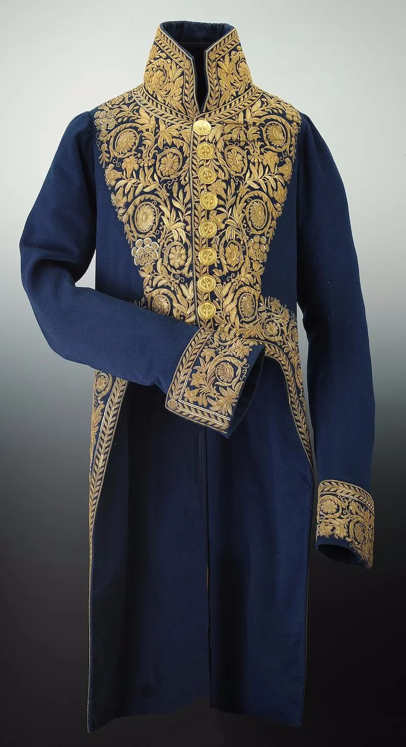 メンズ リージェンシー ジャケット 18 世紀フランス ロココ王室貴族軍服コート歴史紳士刺繍タキシード