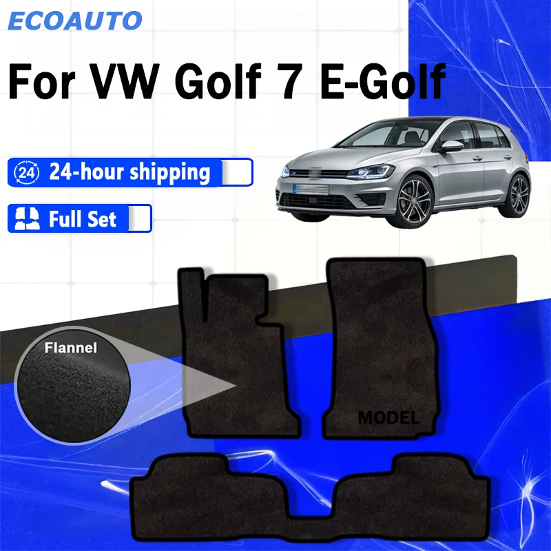 

Автомобильные коврики ECOAUTO из фланели для VW Volkswagen Golf 7 E-Golf GTE GTD GTI R Mk7 5-дверный хэтчбек 2014~2019, противоскользящие коврики для ног