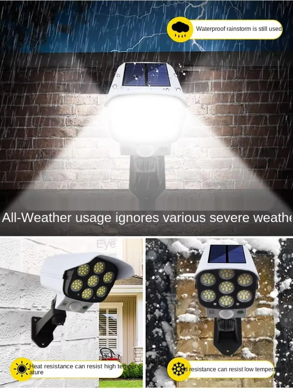 Fake Camera Light  360° Rotatable Dummy Security Surveillance CCTV Camera, Super Bright Outdoor Waterproof Solar Sensor Light