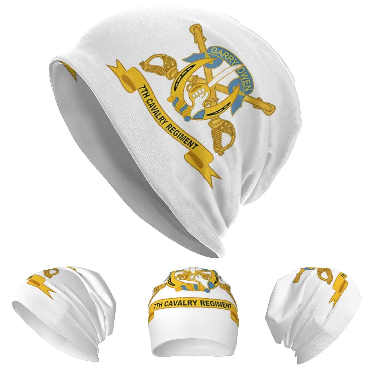Army - 7th Cavalry Regiment W Br -Ribbon Unisex Beanies Caps Knitted Bonnet Hat Warm Fashion Autumn Winter Outdoor Skullies Hats