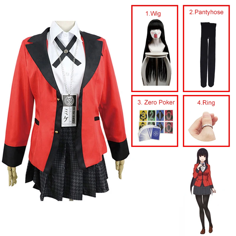 Carnival Kakegurui Jabami Yumeko Yomoduki Runa Cosplay Costume For Women Coat Wig Shoes Halloween Costume For Women Carnival