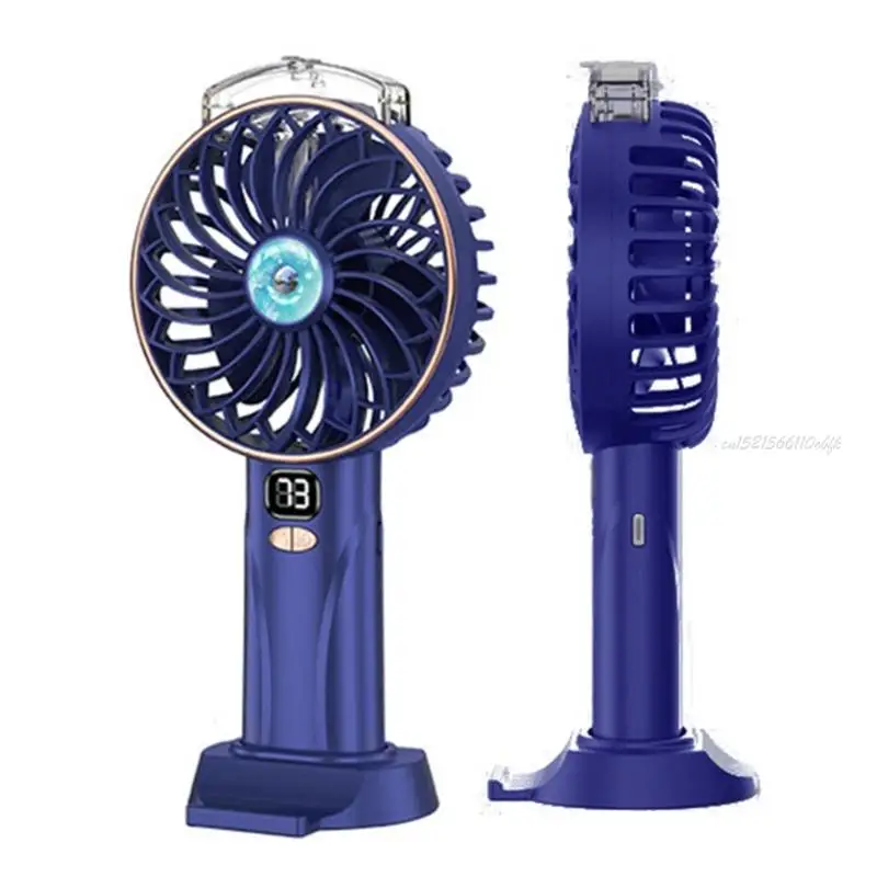 27RB محمولة 5 سرعات مروحة محمولة الشاشة الرقمية الشاشة المنزلية التخييم في الهواء الطلق رذاذ المياه قابلة للشحن مروحة صغيرة