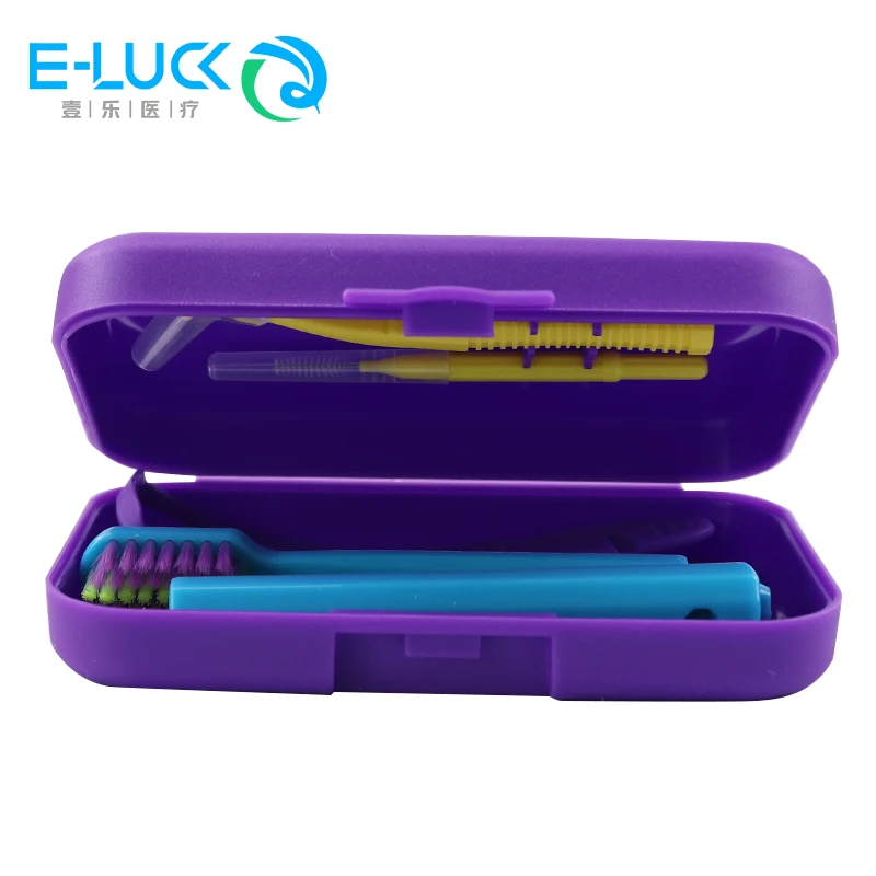 Kits de cuidado de limpieza bucal Dental, caja de cepillo de dientes portátil, cepillo de dientes plegable de ortodoncia, raspador de lengua, cepillo Interdental, 1 caja