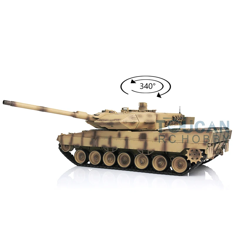 2.4Ghz HENG LONG 1/16 Yellow 7.0 Plastic Ver Leopard2A6 RC Tank Model 3889 BB Shooting Track Stell Gearbox TH17642-SMT4