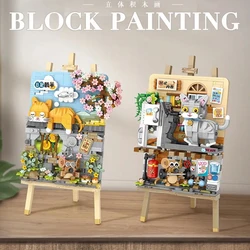 Simpatici animali gatti topi 3D Block Painting Building Block assemblaggio fai da te Puzzle giocattoli ornamenti Desktop mattoni per bambini regali di natale