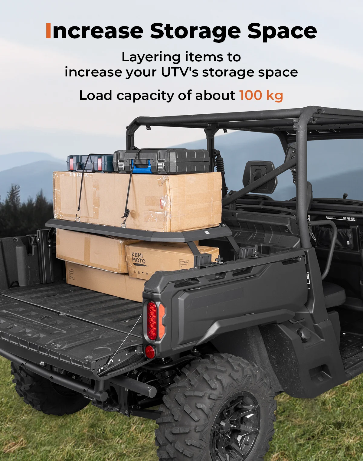 For Can-am Defender Max HD5 HD8 HD10 2017+ Rear Adjustable Aluminum Truck Bed Storage Rack Durable Multi-Layer Rear Cargo Rack