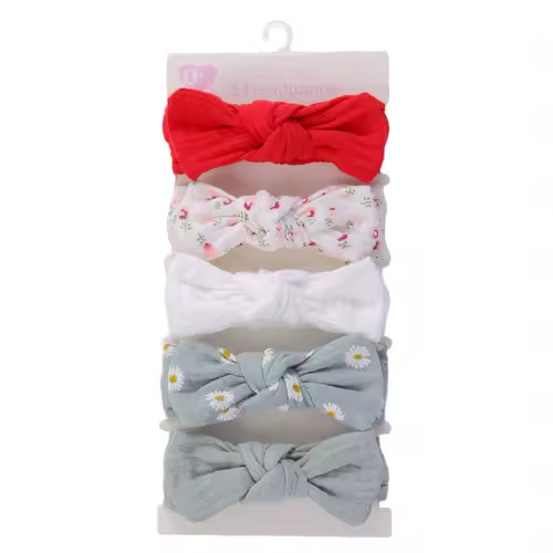 5Pcs/Set Solid Muslin Cotton Linen Baby Headband Elastic Rabbit Ear Hair Band Infant Girl Turban Headwraps Stretch Accessories - Image 12
