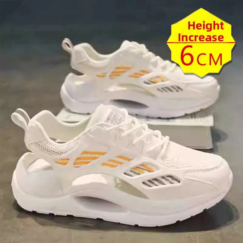 

Men's Summer Sandals Invisible Heightening 6cm Thick Bottom Anti-slip Wear-resistant Beach Shoes Breathable Hole Hole Shoes