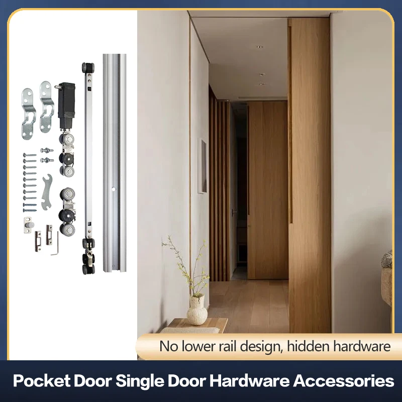 

Two-way Buffer Sliding Door Hidden Track Wooden Door Accessories Upgraded Sliding Silent Damping Pocket Door Hardware Kit