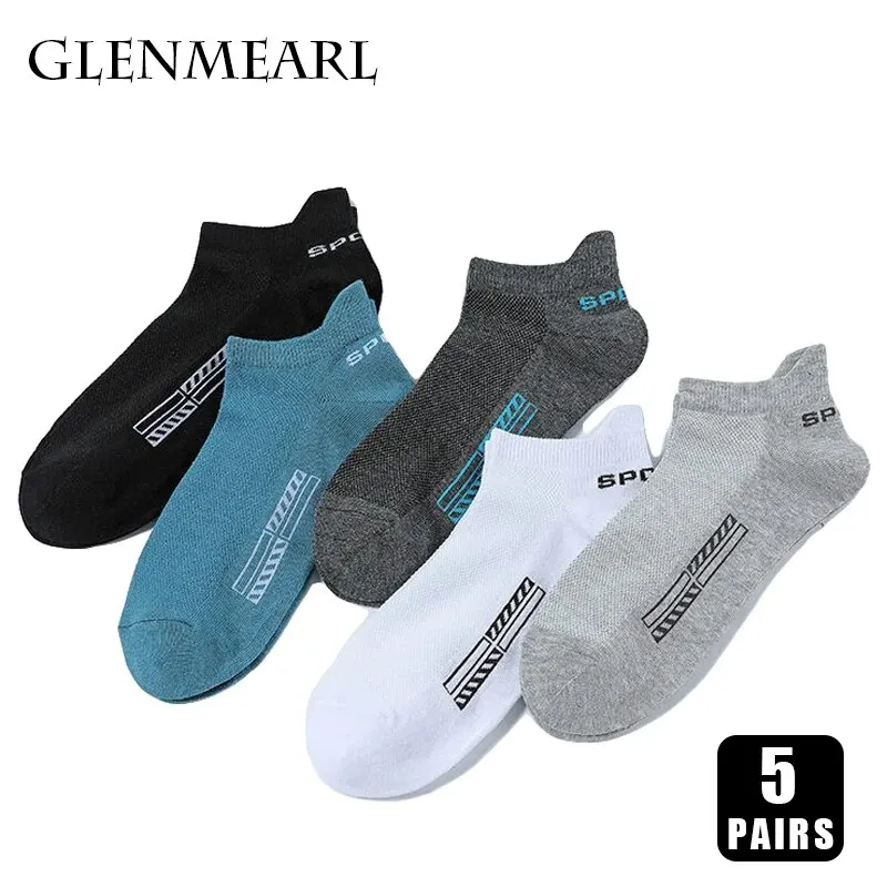 5 Pairs Cotton Short Socks for Male High Quality Women\'s Low-Cut Crew Ankle Sports Mesh Breathable Summer Casual Soft Men Sock