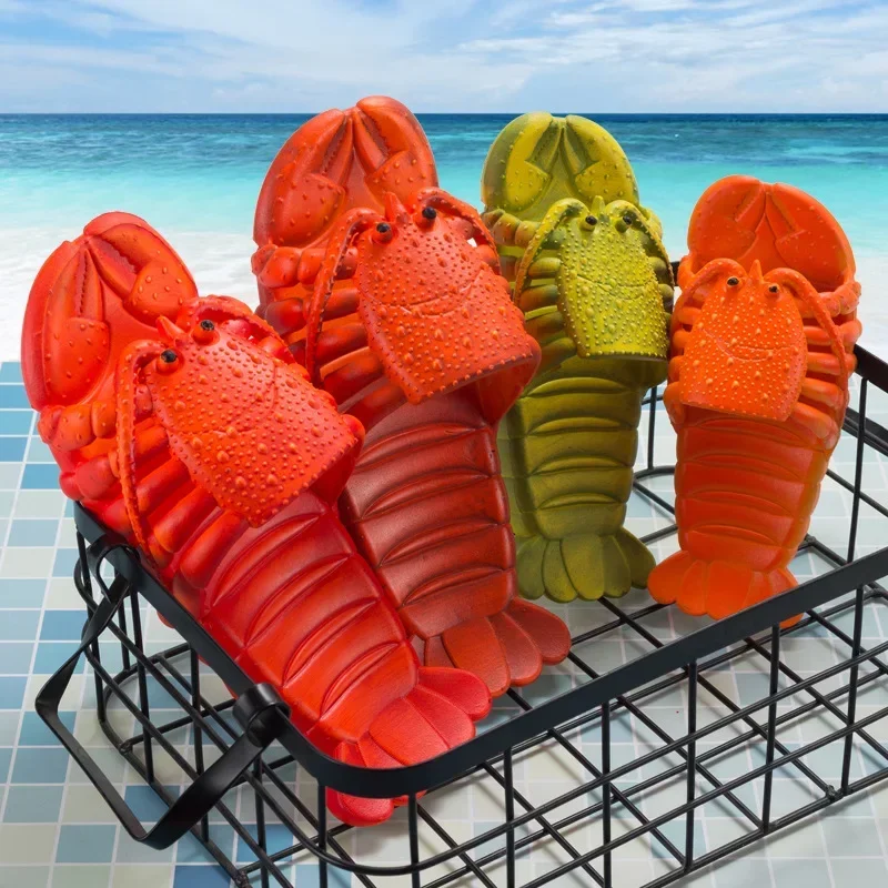 New Cute Lobster Lobster Flip Floops Funny Sandals Slippers Designer Brand Beach Non-slip Women Slides Bathroom Couple Summer