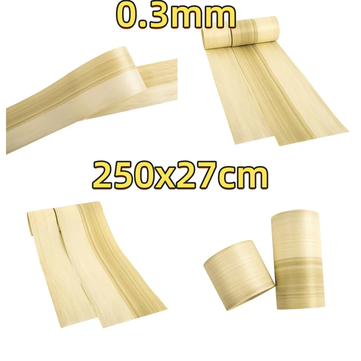 

Natural Two-Tone Boxwood Straight Grain Veneer, 0.3mm, 250x27cm, For Album Cover Decoration
