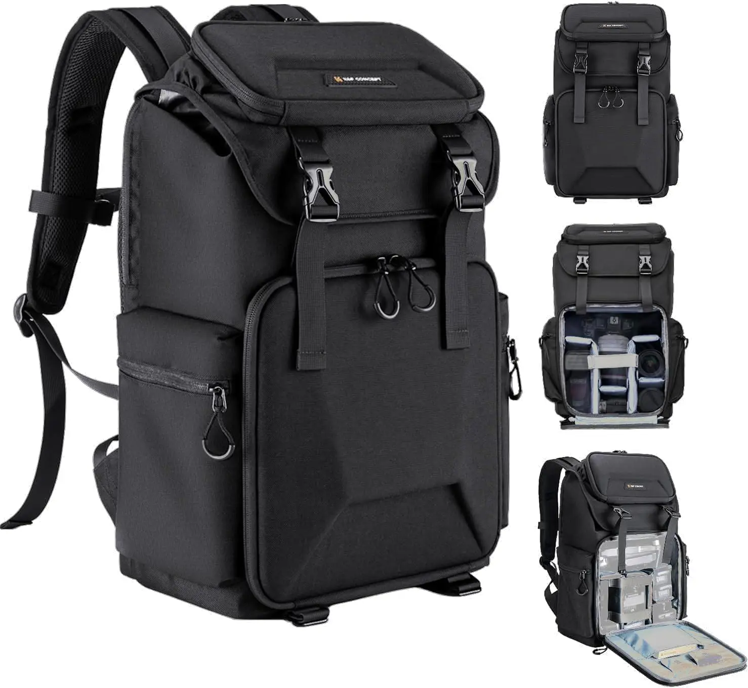 K&F CONCEPT Camera Backpack, Hard Shell Camera Bag, Large Capacity Photography Backpack with 15.6" Laptop Compartment & Tripod H