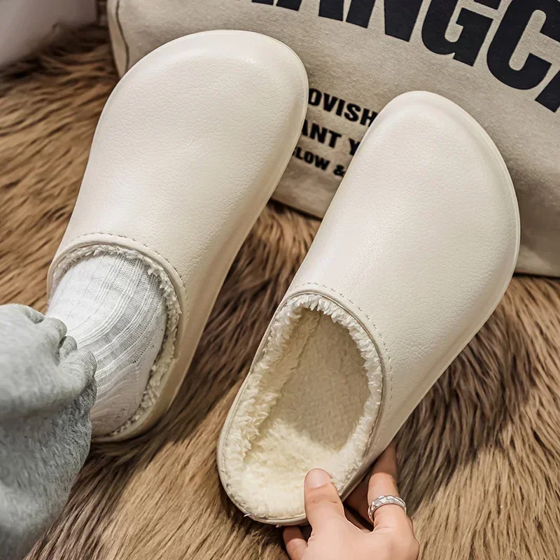 Plush Warm Waterproof Kitchen Work Shoes Oil-proof Men Chef Shoes Non-slip Winter EVA Men's Slippers Couple Home Soft Sole Shoes