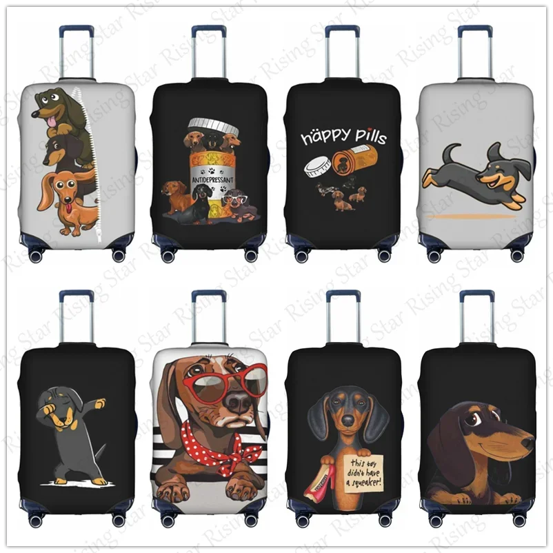 

Thick Elastic Luggage Protective Cover Zipper For 18-32 inch Bag Suitcase Cover Travel Kawaii Dachshund cute dog Accessories
