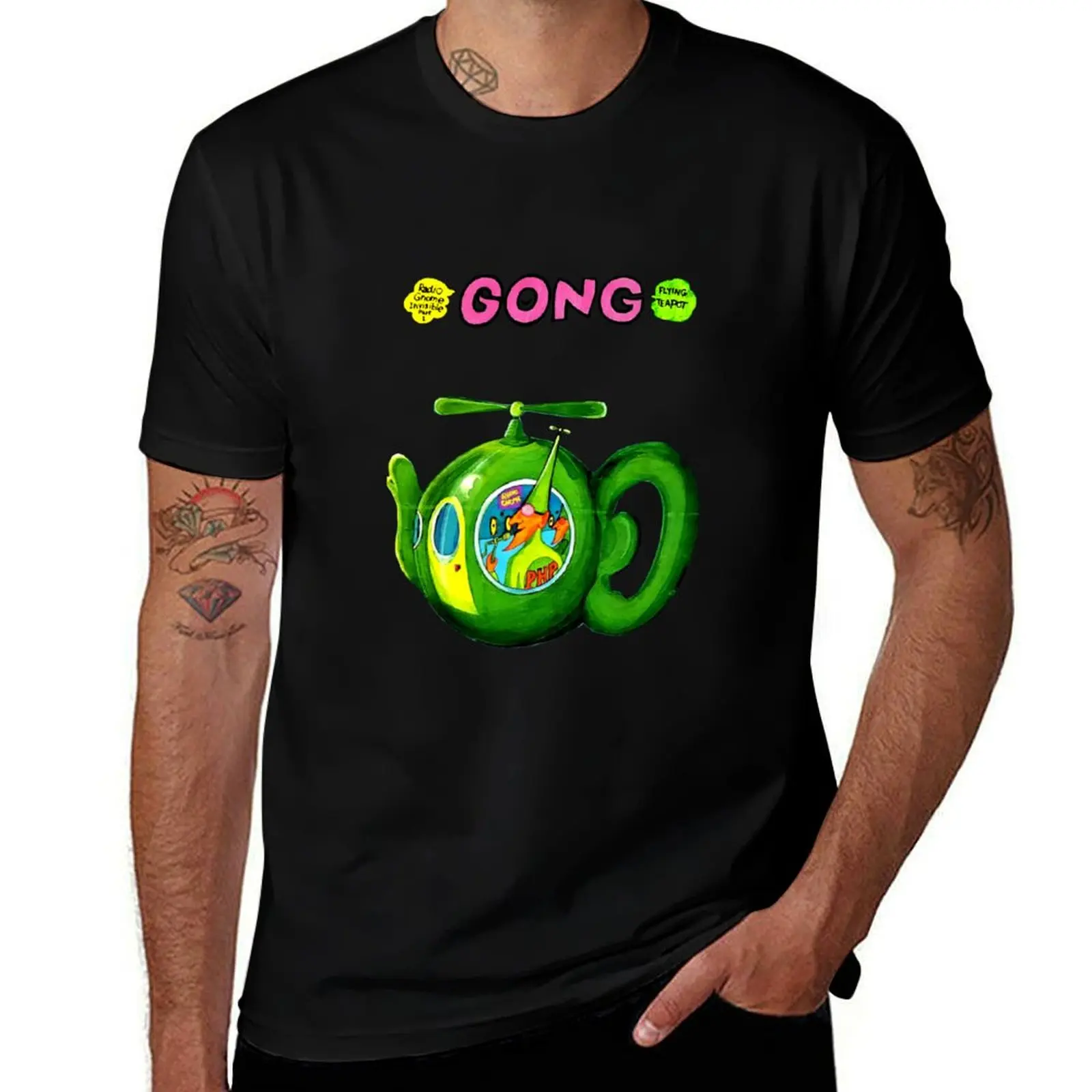 

Gong Flying Teapot T-Shirt baggy shirts Aesthetic clothing summer tops hippie clothes mens t shirts casual stylish