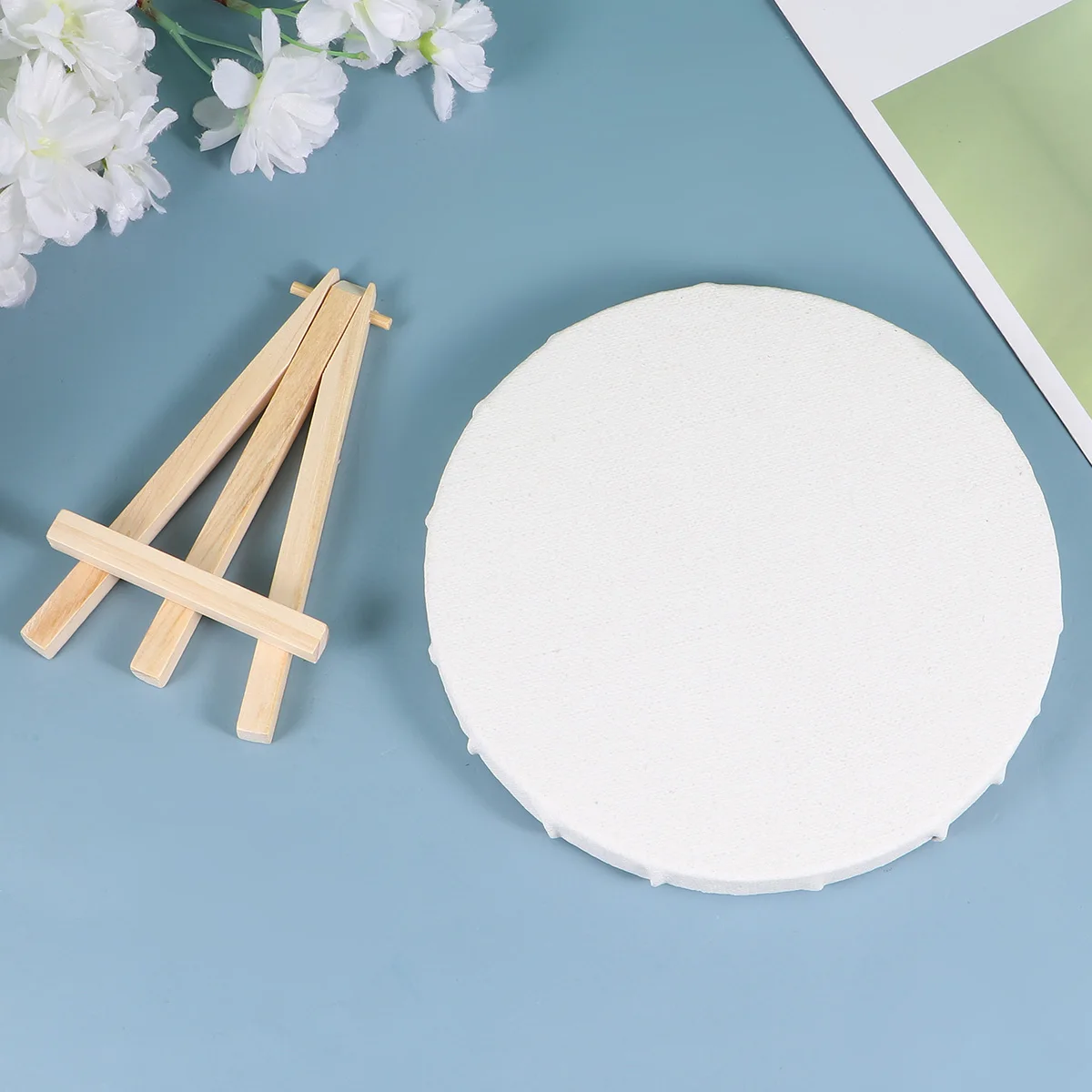 

4 Pcs Set Small Easel Blank Board Oil Panels Round Art Panels Round Oil Painting Board Wooden Student Art Supplies Gifts
