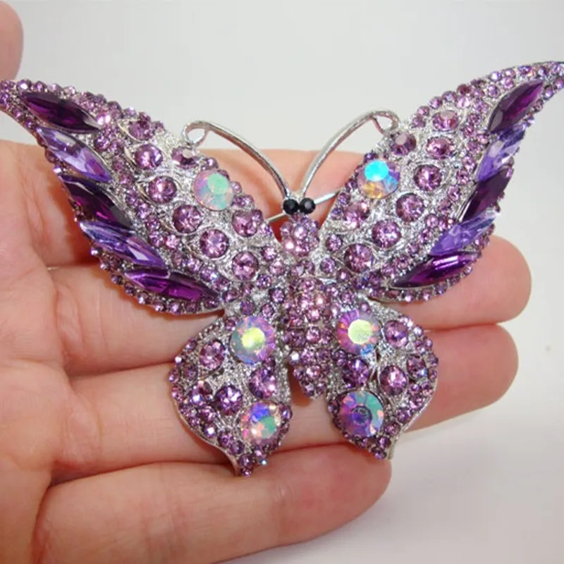 Luxury Exquisite Full Inlaid Zircon Butterfly Brooch Fashion Ladies Brooch Ladies Wedding Party Dress Pin Jewelry Gift