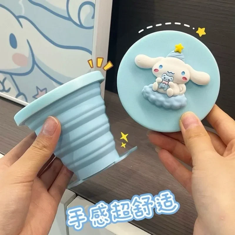 Sanrio Cinnamoroll Portable Folding Travel Cup Cute Cartoon My Melody Kuromi Silicone Outdoor Camping Water Cup Gifts for Kids