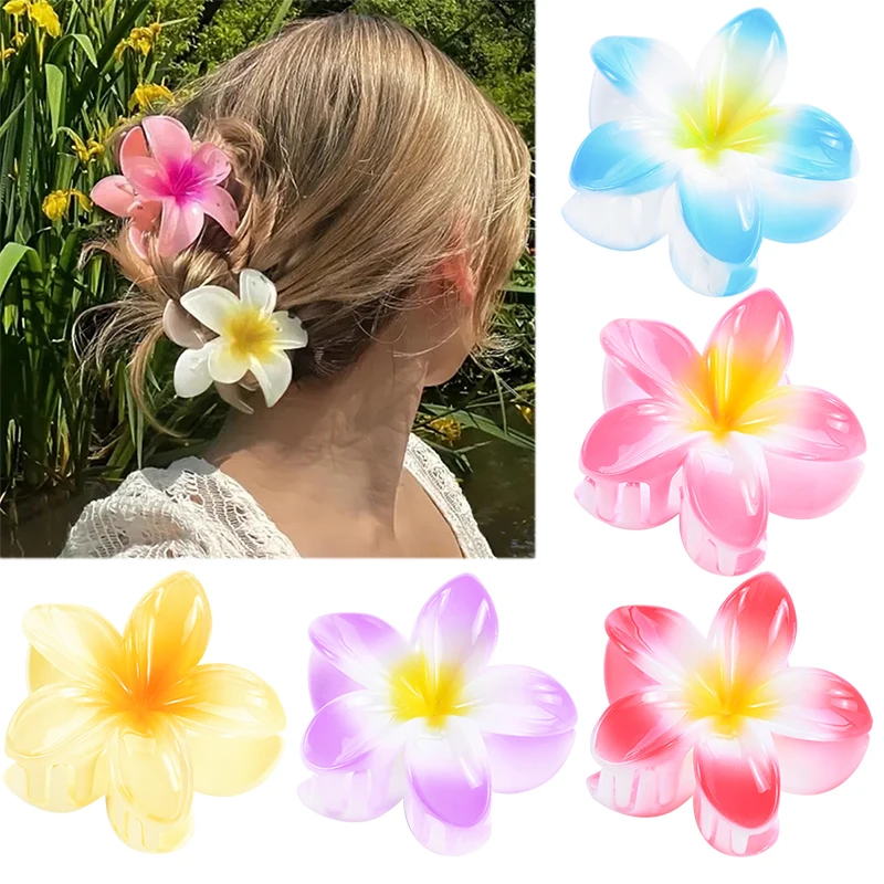 Hawaiianische Blumen Haarspangen Klaue Ei Blume Kunststoff Mädchen Haarnadel Krabbe Sommer Strand Party Haarschmuck Hochzeit Geburtstagsgeschenk