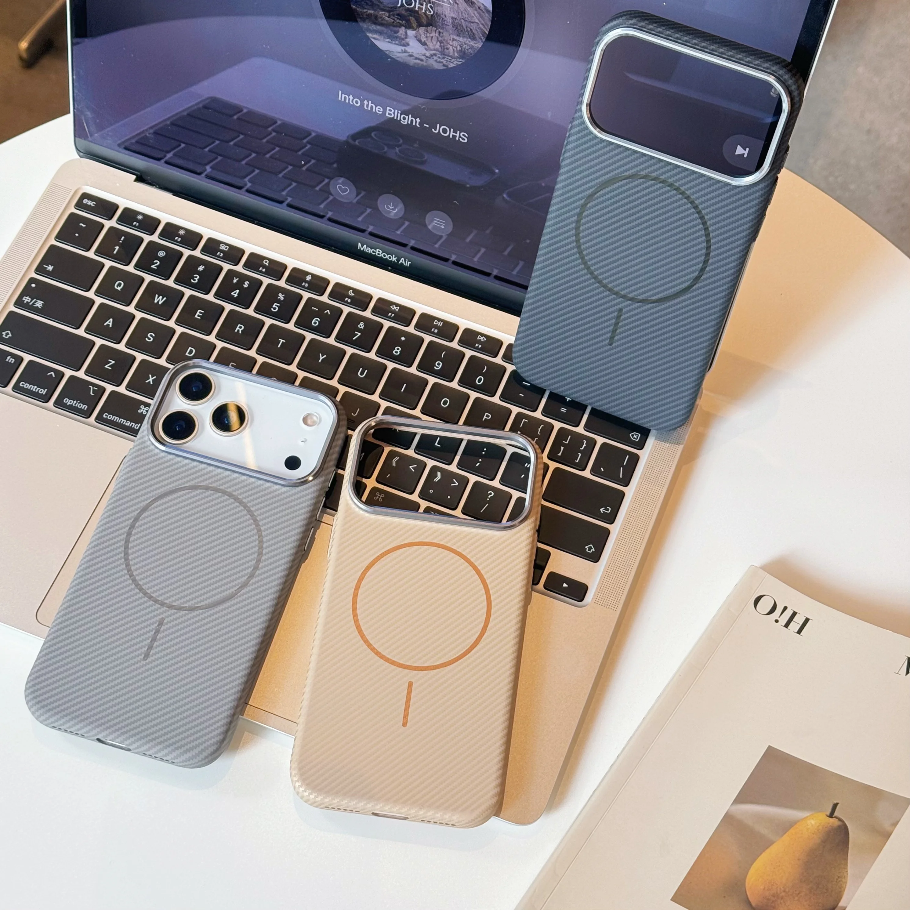 

Магнитный чехол Magsafe для iPhone 17, 16, 15, 14, 13, Pro Max, чехол из настоящего углеродного волокна цвета из арамидного волокна для iPhone 17 pro max