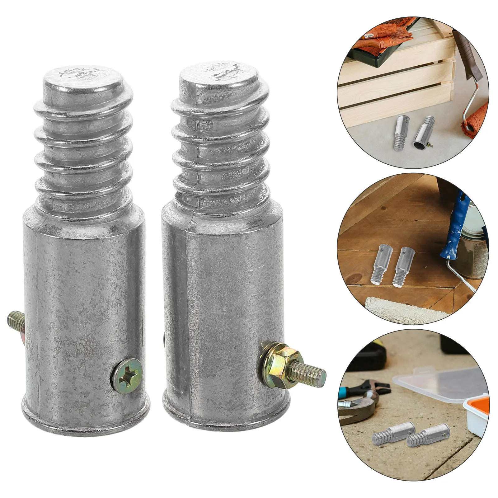 

1Set American Style Aluminum Alloy Threaded Replacement Tips for Wood Metal Poles Push Broom Handle Repair Extension Pole