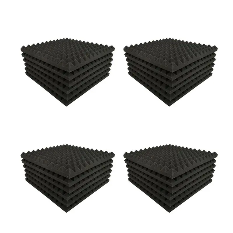 LICE-48 Pack Pyramid Shape Soundproof Foam Sound Proof Padding Treatment Panel For Echo Bass Insulation