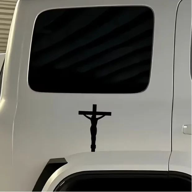 Autocollants de voiture Croix Jésus, Autocollants décoratifs pour carrosserie de voiture sur le thème de la foi, Autocollants religieux simples pour voiture, Autocollants de modification de voiture personnalisés et imperméables, Autocollants logo voiture Salve Natura Autel, Autocollants décoratifs pour voiture couvrant les rayures, Autocollants de voiture