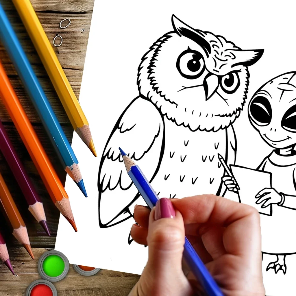 大人のためのエイリアン動物の友達の塗り絵 |   28ページの塗り絵、クリスマスや感謝祭のための画材