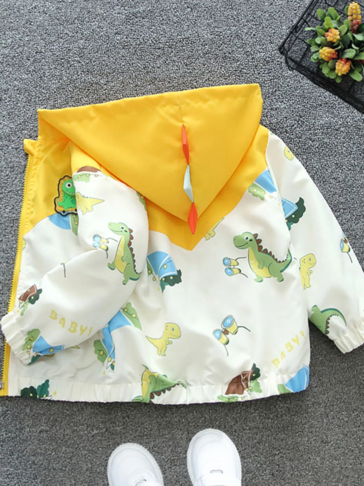 

Куртка на молнии с капюшоном и принтом динозавра для маленьких мальчиков, весна-осень 2024, новый комбинезон свободного кроя с длинными рукавами и мультяшным рисунком