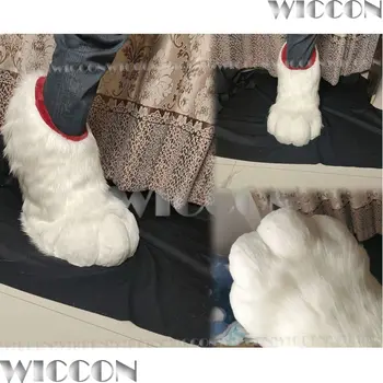 毛絨玩具腳可愛腳趾毛絨服Kigurumi角色扮演3D列印動物野獸腳毛絨服裝禮物萬聖節角色扮演定制 6 最佳銷售 毛絨服腳套 - №5